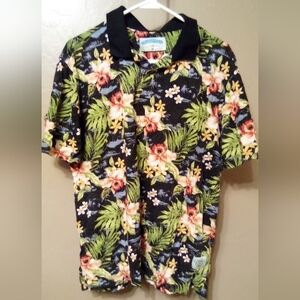 Margaritaville Black Floral Polo, Large